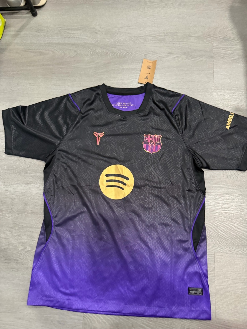 Nike Black to Purple Gradient Soccer Jersey with Gold Logo